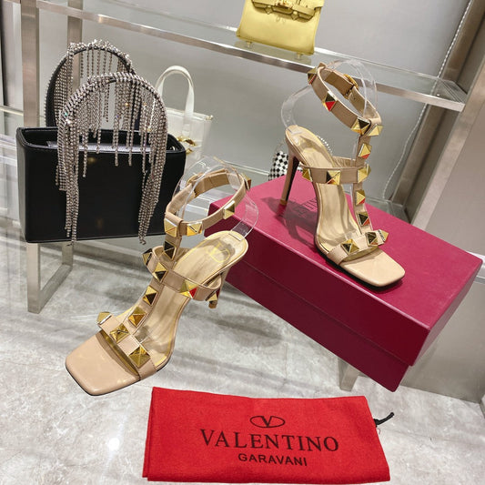 Valentino Studded Strappy Pumps 95mm Sheepskin 239551