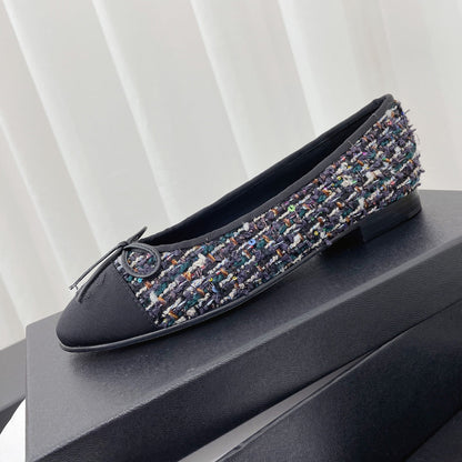 CC 26s Ballet Flat Black Colorful Tweed Leather 944419