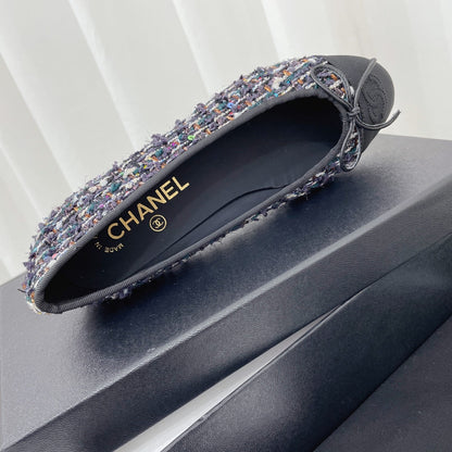 CC 26s Ballet Flat Black Colorful Tweed Leather 944419