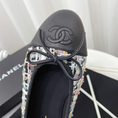 CC 26s Ballet Flat Black Colorful Tweed Leather 944420