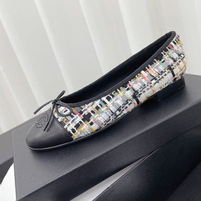 CC 26s Ballet Flat Black Colorful Tweed Leather 944420