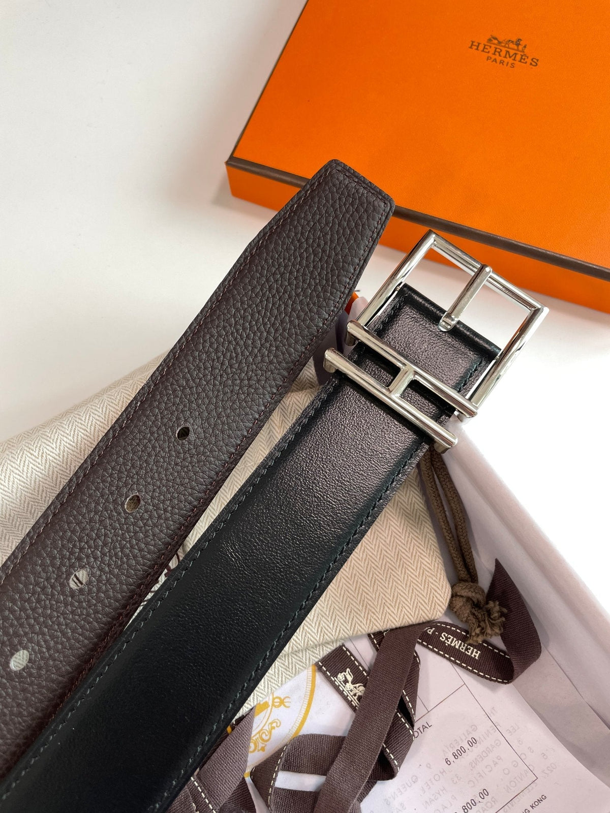 HM Nathan 40mm Belt Black Chocolate Leather 187791