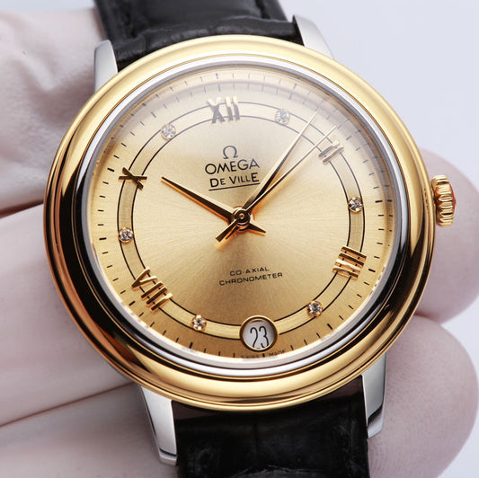 Omega De Ville 32.5mm Gold Dial Leather