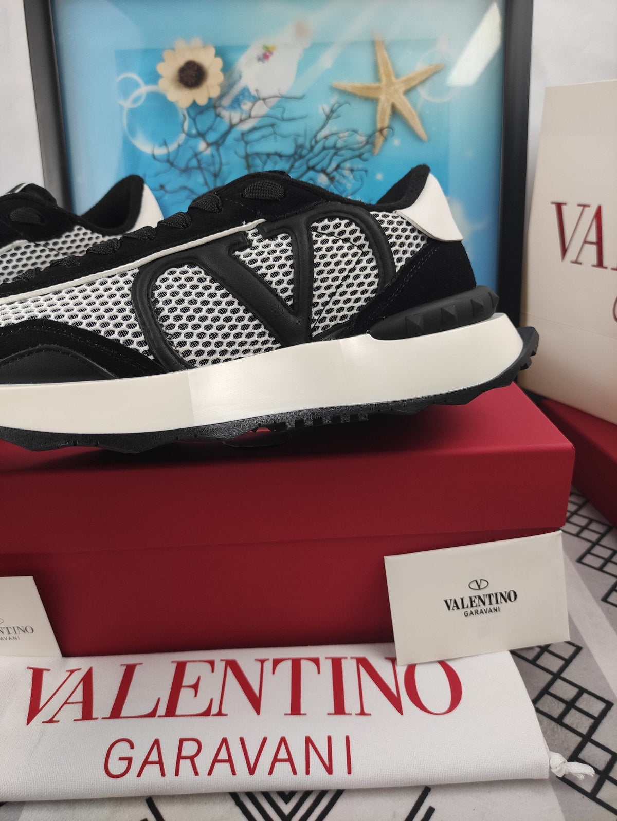 Lace And Mesh Lacerunner Sneaker In Black Mix White 994621