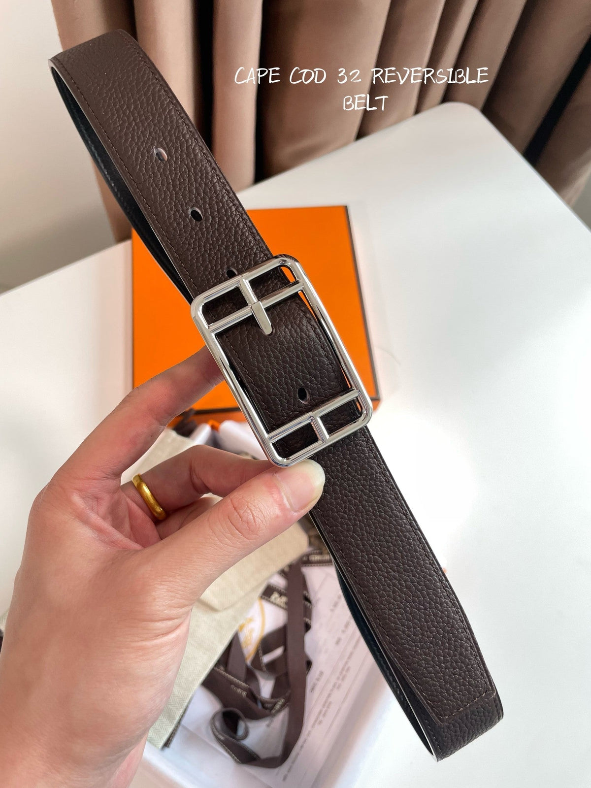 HM Cape Cod 32mm Reversible Belt Black Chocolate Leather 187795