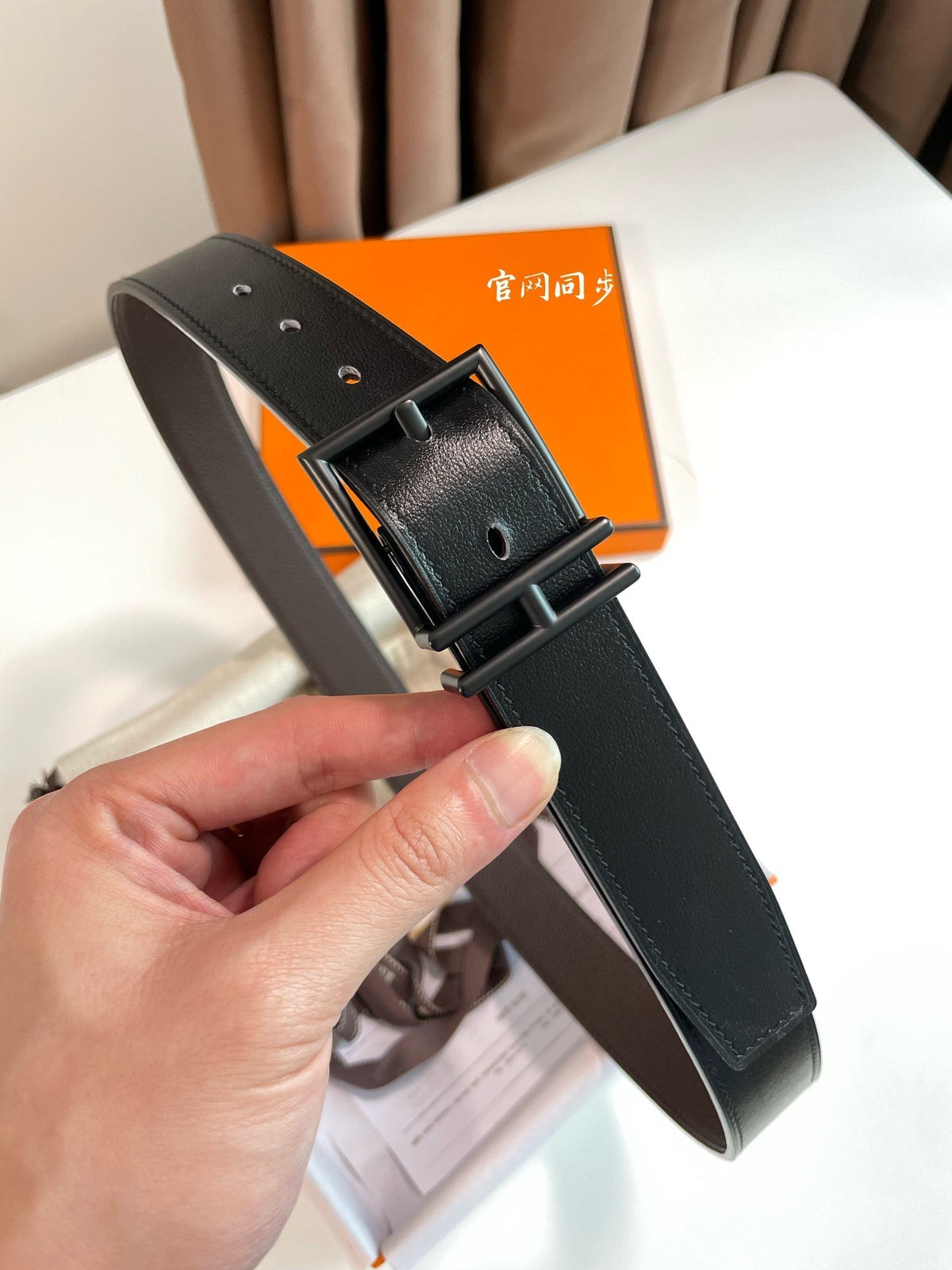 HM Nathan 32mm Belt Black Chocolate Leather 187798