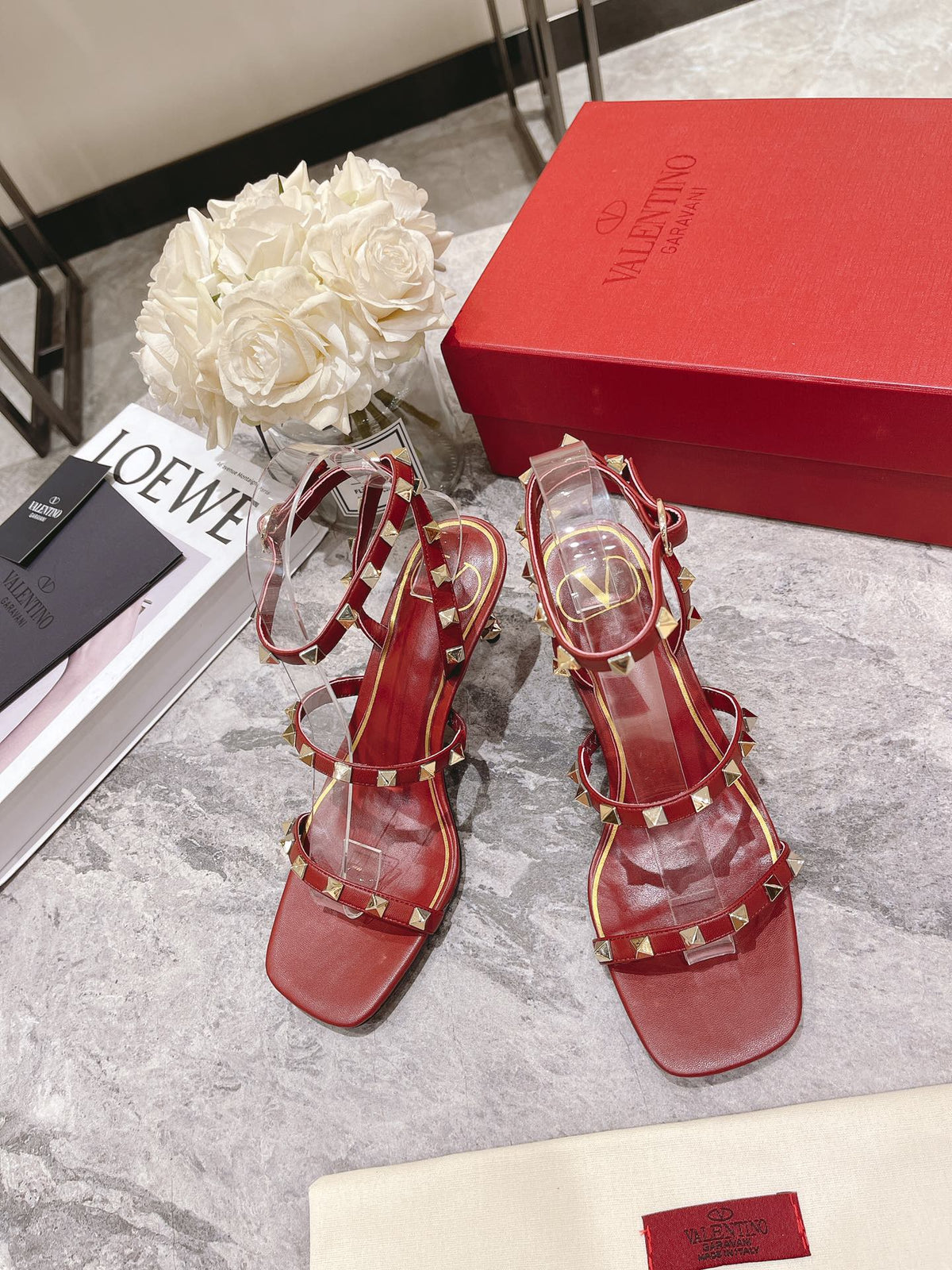 Valentino Rockstud Sandals Heels 60MM Sheepskin