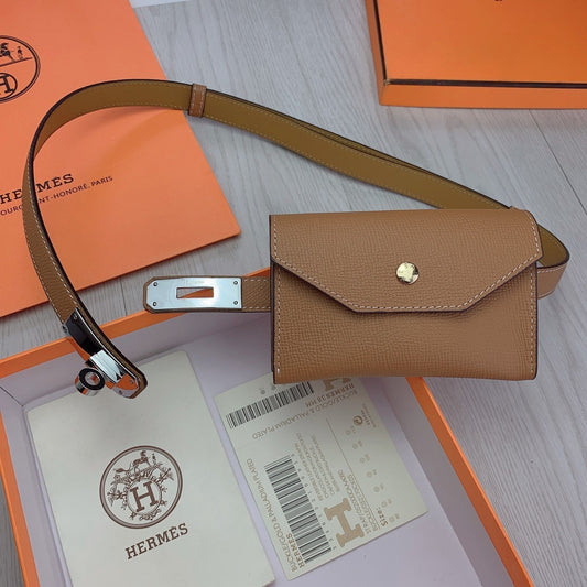 hm kelly belt 18mm with pocket gold calfskin