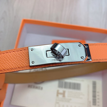 hm kelly belt 18mm with pocket orange calfskin