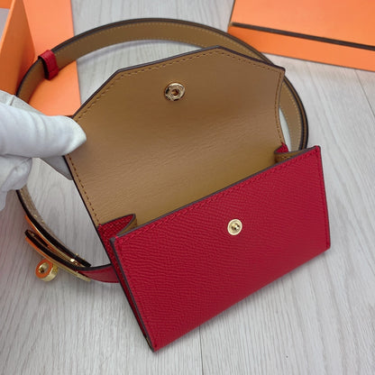 hm kelly belt 18mm with pocket dark red calfskin