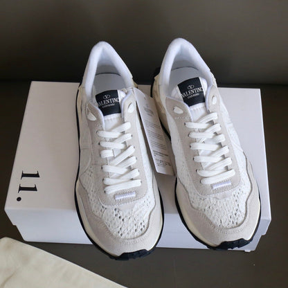 VT Lace Sneaker White Suede Leather
