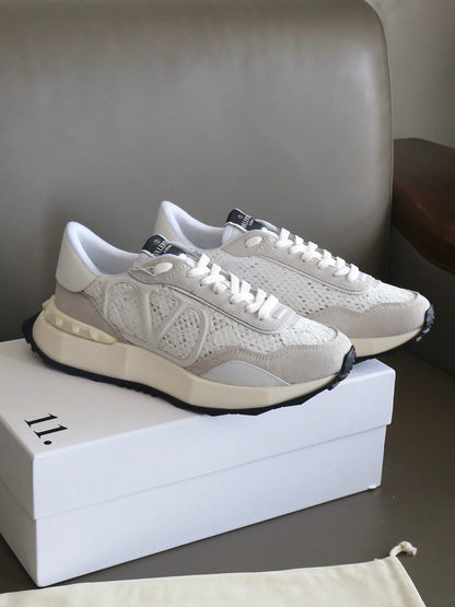 VT Lace Sneaker White Suede Leather