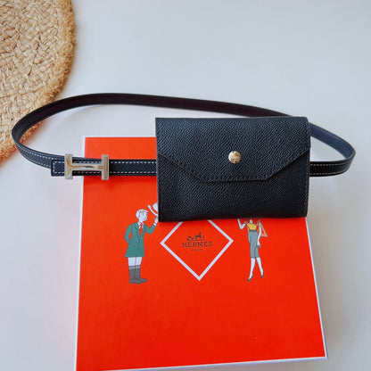 focus belt 13mm with kelly pocket black epsom silver buckle