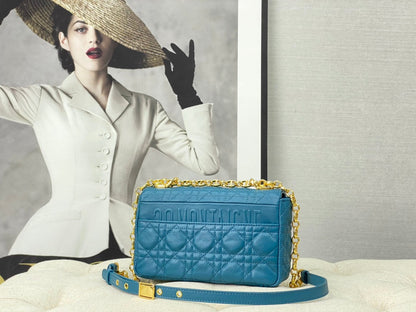 SMALL CARO BAG 20 OCEAN BLUE CALFSKIN