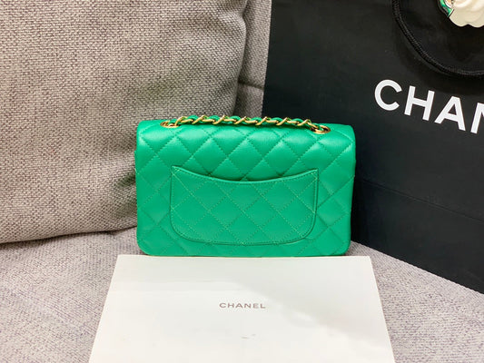 flap bag mini 20cm dark green caviar gold hardware