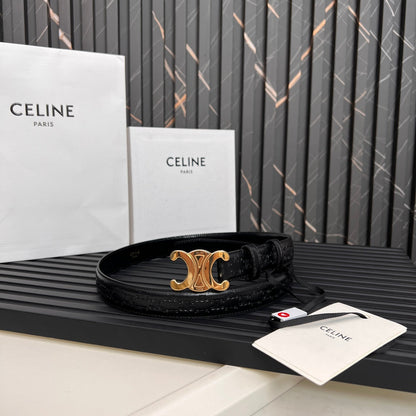 CEL 25mm Triomphe Belt in Taurillon Black Embossed Leather 176289