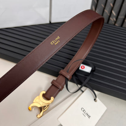 CL TRIOMPHE 25 MM BELT IN PENNY BROWN CALFSKIN GOLD HARDWARE