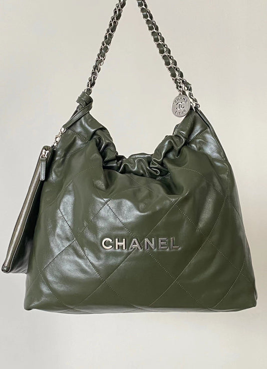 Chanel 25 Bag Dark Green Soft Calfskin