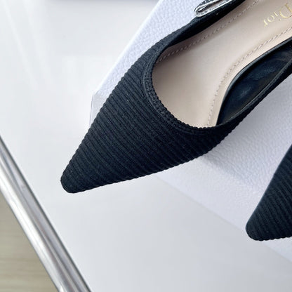 cd slingback pumps 65 black embroidered cotton