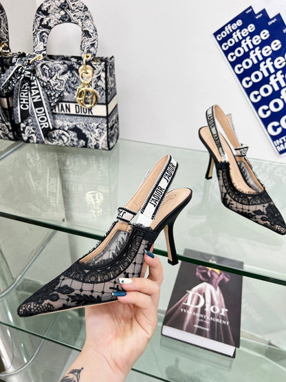 cd slingback pump 95 transparent mesh embroidered black flower moitf