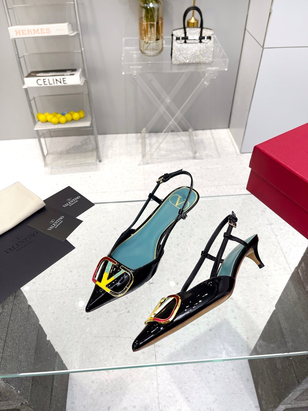VT Vlogo Signature Black Slingback Patent Leather
