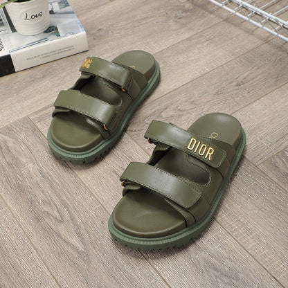 cd dioract dad sandal mule khaki lambskin