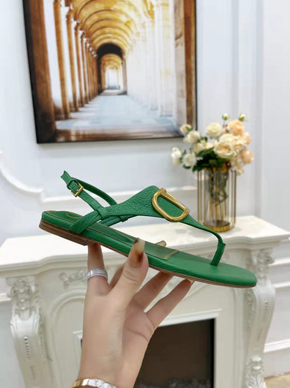 Valentino 25C Thong Sandal Green Sheepskin 239506