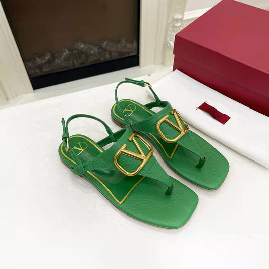 Valentino 25C Thong Sandal Green Sheepskin 239506