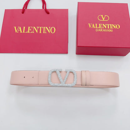 Garavani Reversible VLogo Signature Belt 40mm Light Pink Leather 200703