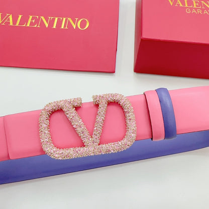 Garavani Reversible VLogo Signature Belt 40mm Light Pink Purple Leather 127711