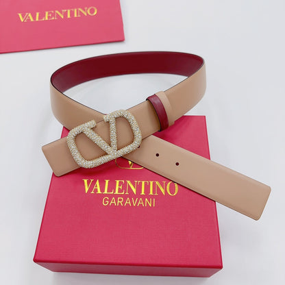 Garavani Reversible VLogo Signature Belt 40mm Beige Red Leather 127713