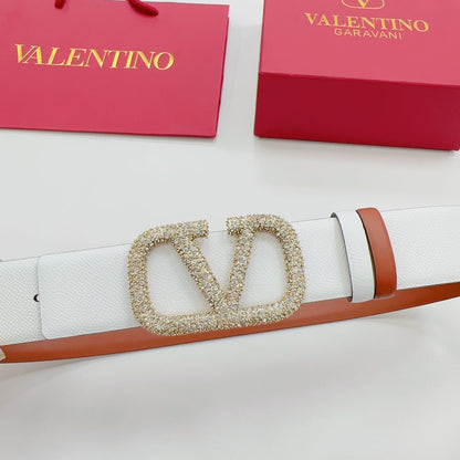 Garavani Reversible VLogo Signature Belt 40mm White Brown Leather 200706
