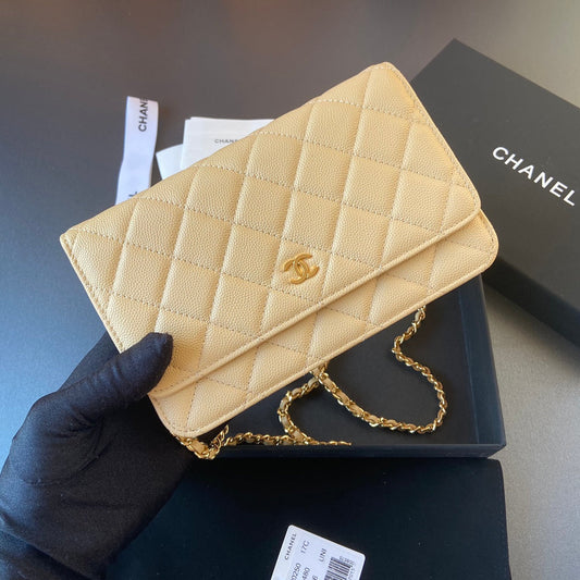 CC Woc 20cm Lime Grained Calfskin Gold Hardware