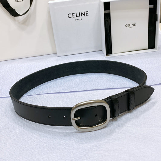 CL LARGE 35 MM BELT IN BLACK CALFSKIN LIGHT GOLD HARDWARE