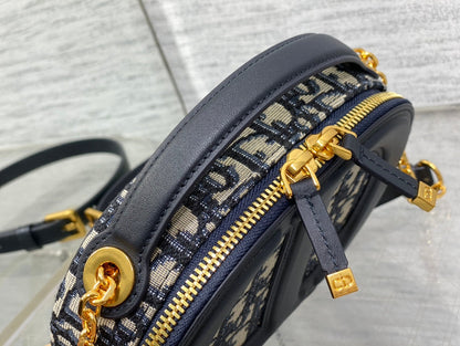 CD Oval camera bag 18 blue monogram cowhide leather