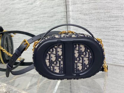 CD Oval camera bag 18 blue monogram cowhide leather