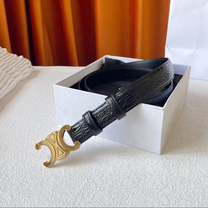 CELINE 26S BELT 25 MM IN BLACK CALFSKIN 666346