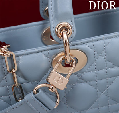 medium lady d-joy 26 cloud blue lambskin