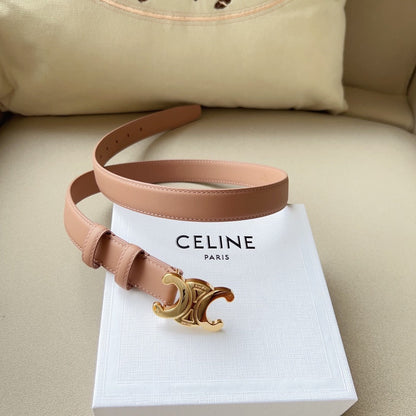 Medium Triomphe Belt 25mm Flamingo Calfskin Ghw