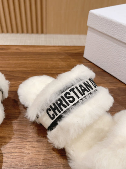 CD Sandal White Black Fleece And Canvas Fabric