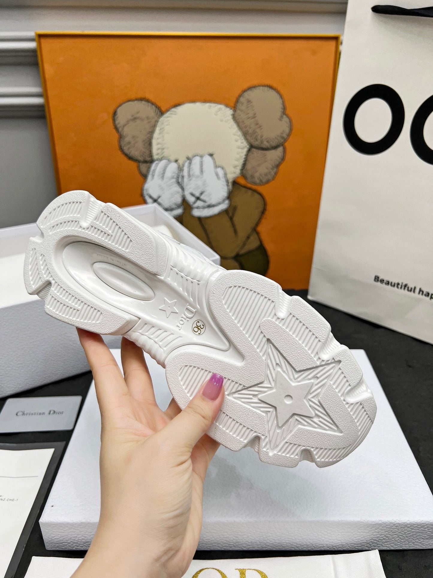CD Chrono Sneaker White Mesh Fabric And Calfskin