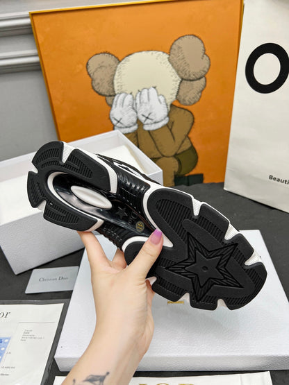 CD Chrono Sneaker Black Mesh Fabric And Calfskin