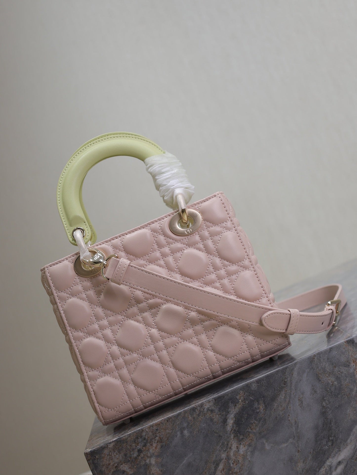 Lady Bag 17cm Pink Pale Green Lambksin