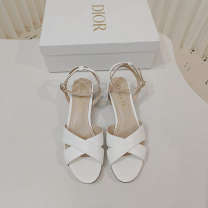 CD 26s Criss-Cross Strap Sandals 4cm Tan Leather 927496