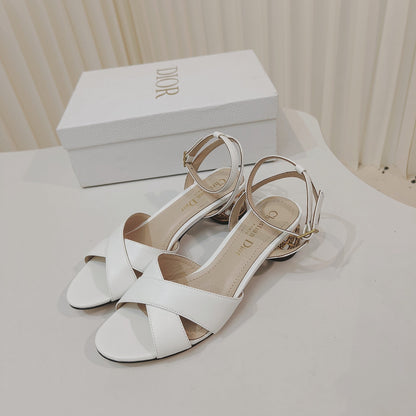 CD 26s Criss-Cross Strap Sandals 4cm Tan Leather 927496