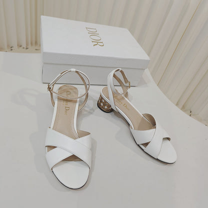 CD 26s Criss-Cross Strap Sandals 4cm Tan Leather 927496