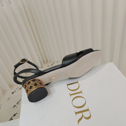 CD 26s Criss-Cross Strap Sandals 4cm Black Leather 927497