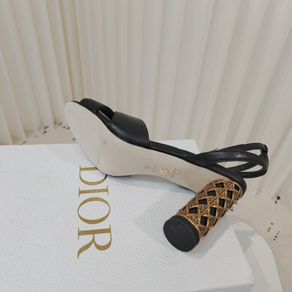 CD 26s Criss-Cross Strap Sandals 8cm Black Leather 927499