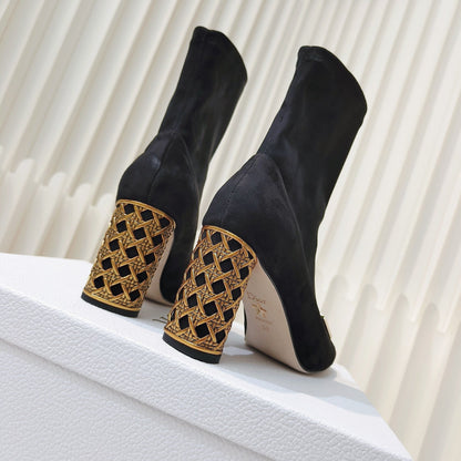 Miss Dior Ankle Boots 80mm Black Suede 111382