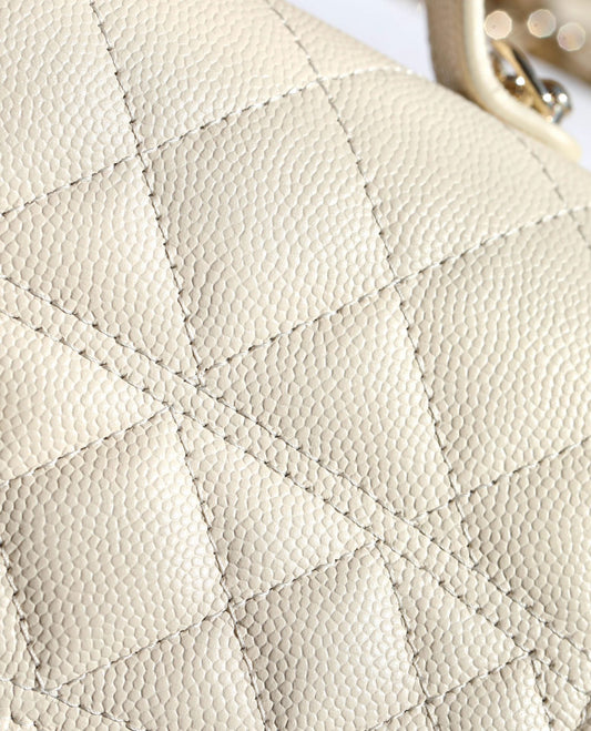 CC 25C Top Handle 18cm Cream Grained Calfskin